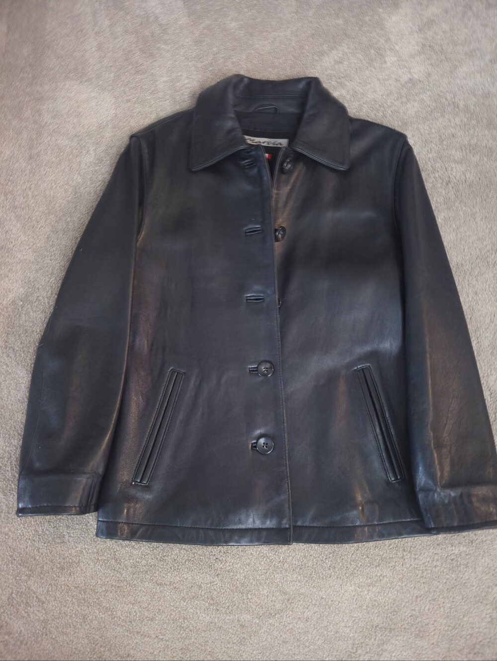 Leather Button-Front Jacket - Black